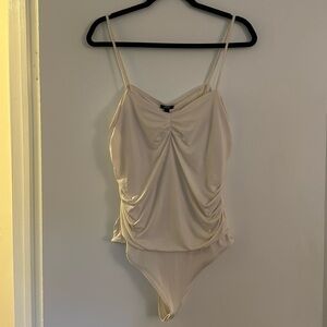 Cream Ruched Express Body Contour Bodysuit